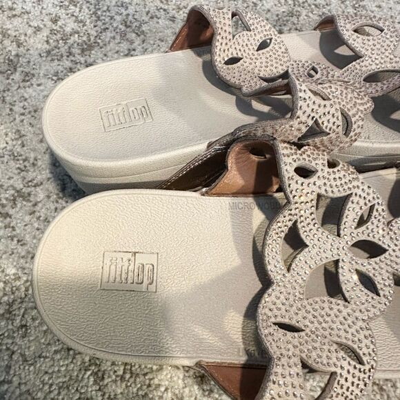 FITFLOP ROSE GOLD ELORA CRYSTAL SLIDES 8 - Picture 4 of 9